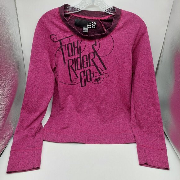 Fox Girl Racing Shirt Pullover Size XS Long Sleeve Purple Black - Picture 1 of 9